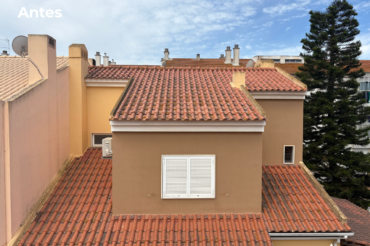 telhado antes de ser feita a limpeza