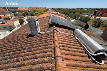 Fotografia de telhado antes de ser lavado