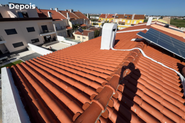 Fotografia de telhado antes de ser lavado